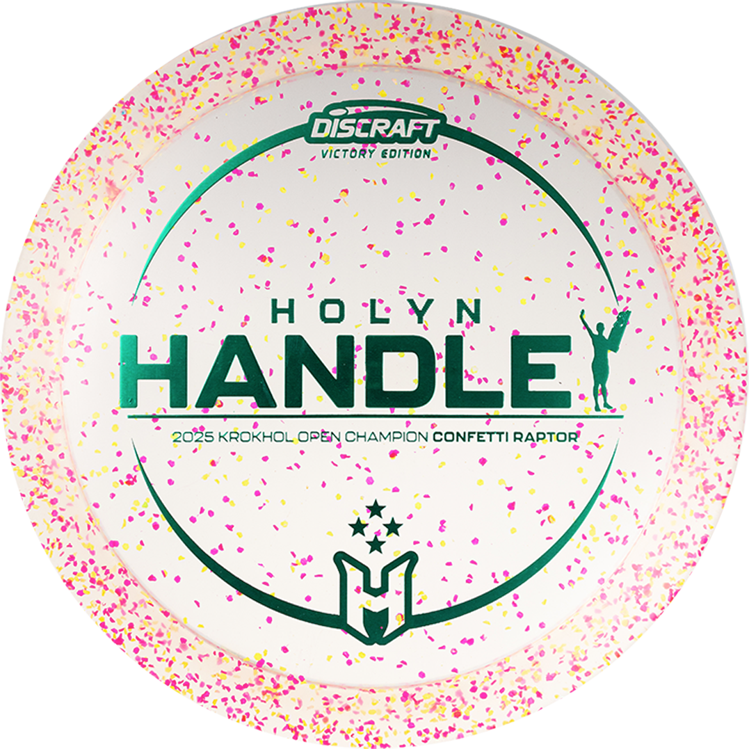 Discraft Limited Edition Victory Edition 2025 Krokhol Open Champion Holyn Handley Confetti Elite Z Raptor Distance Driver Golf Disc