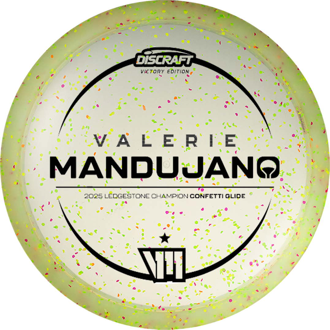 Discraft Limited Edition Victory Edition 2025 Ledgestone Open Champion Valerie Mandujano Confetti Elite Z Glide Fairway Driver Golf Disc
