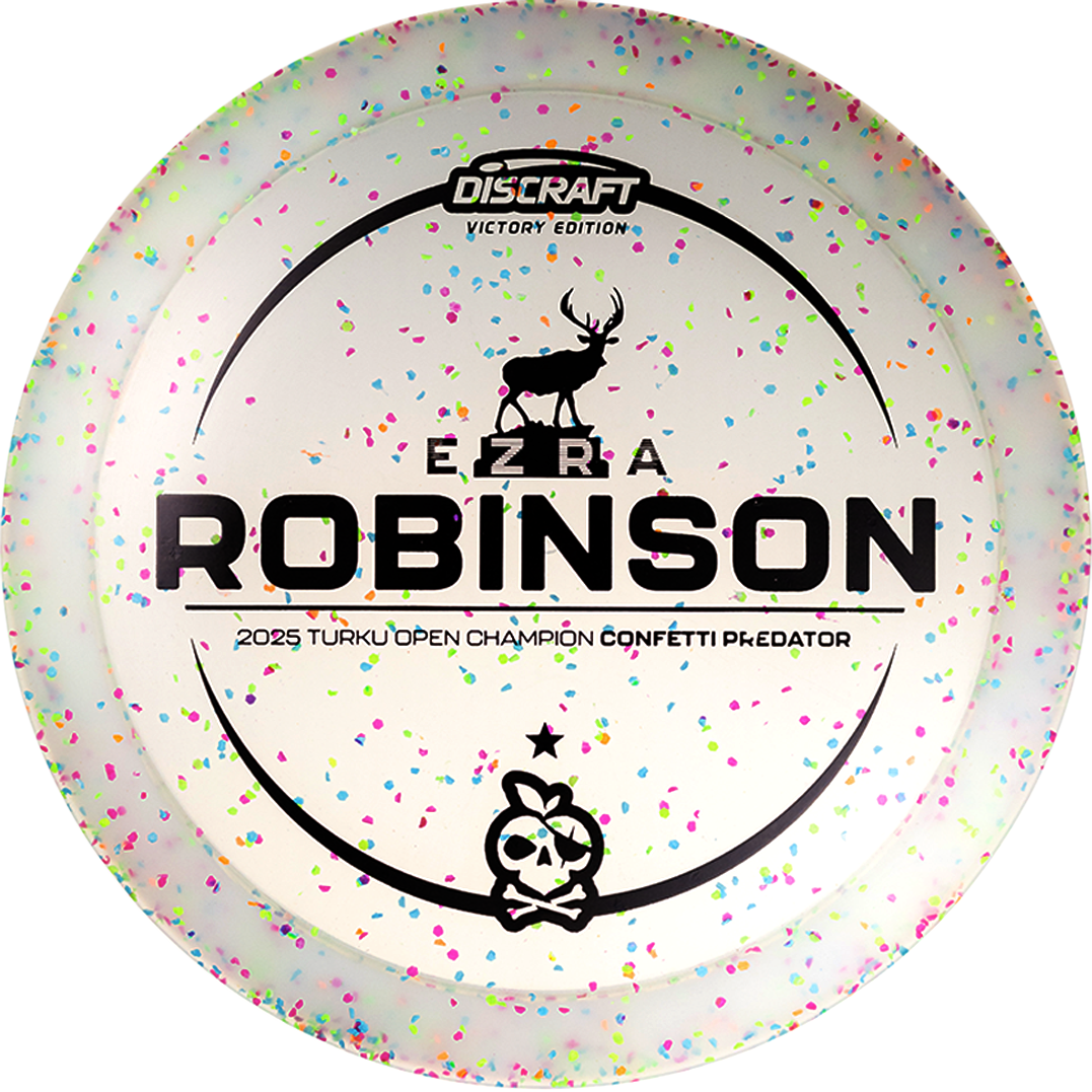 Discraft Limited Edition Victory Edition 2025 Turku Open Champion Ezra Robinson Confetti Elite Z Predator Fairway Driver Golf Disc