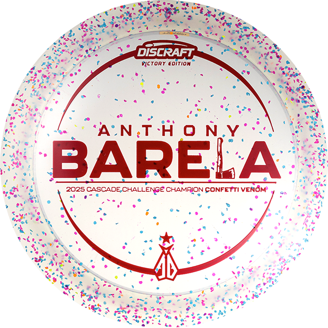 Discraft Limited Edition Victory Edition 2025 Cascade Challenge Champion Anthony Barela Confetti Elite Z Venom Distance Driver Golf Disc