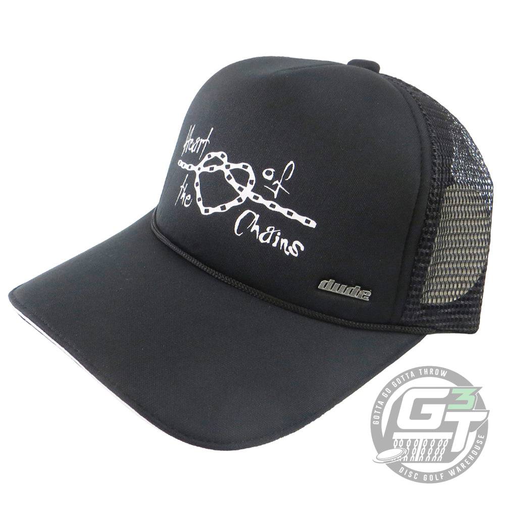Dude Kona Panis Heart of The Chains Trucker Cap Adjustable Mesh Disc Golf Hat - Black - S/M