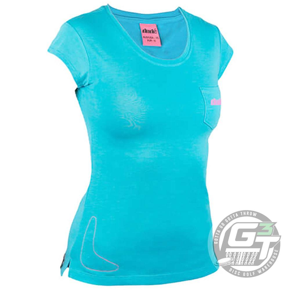 DUDE Ladies Boomer Evolve-Dri Short Sleeve Performance Disc Golf T-Shirt - Gotta Go Gotta Throw