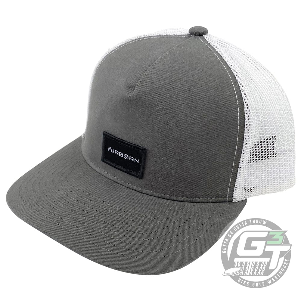 Prodigy Disc Apparel Gray / White Prodigy Disc Cale Leiviska Airborn Patch Snapback Mesh Trucker Disc Golf Hat