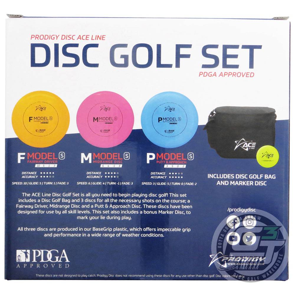 Prodigy Disc Golf Disc Prodigy Ace Line 3-Disc w/ Bag Beginner Disc Golf Set