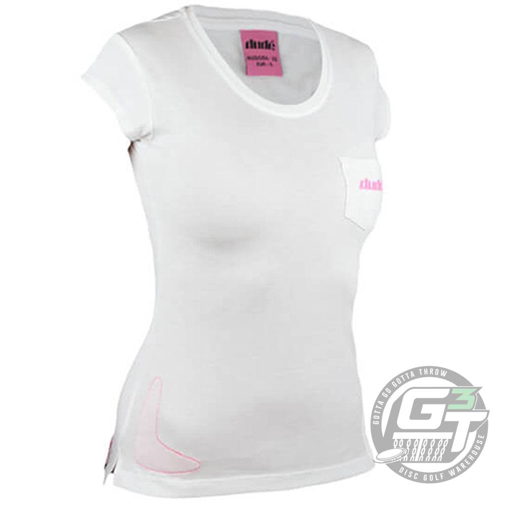 DUDE Apparel XXS / White DUDE Ladies Boomer Evolve-Dri Short Sleeve Performance Disc Golf T-Shirt