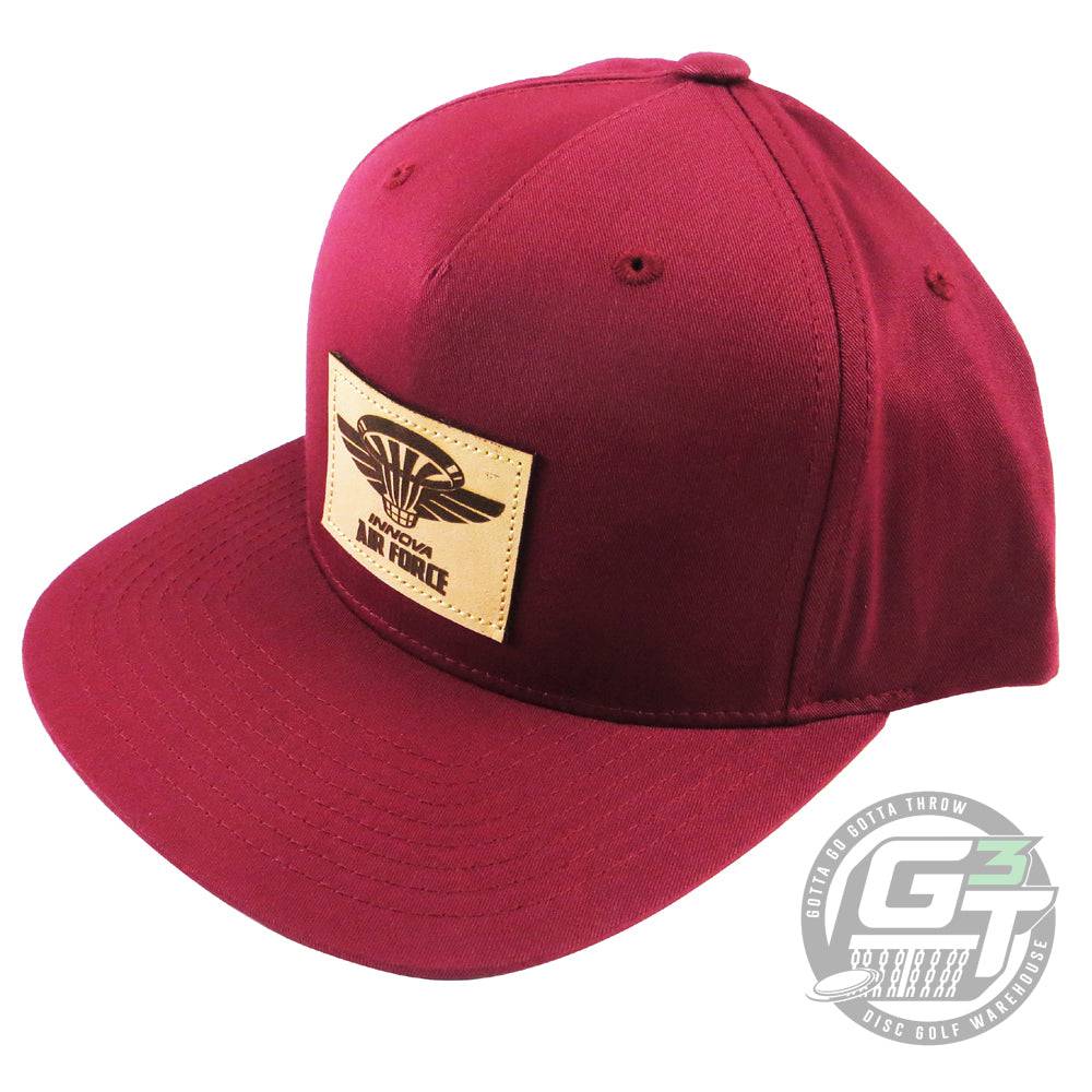 Innova Apparel Red Innova Air Force Leather Patch Adjustable Disc Golf Hat