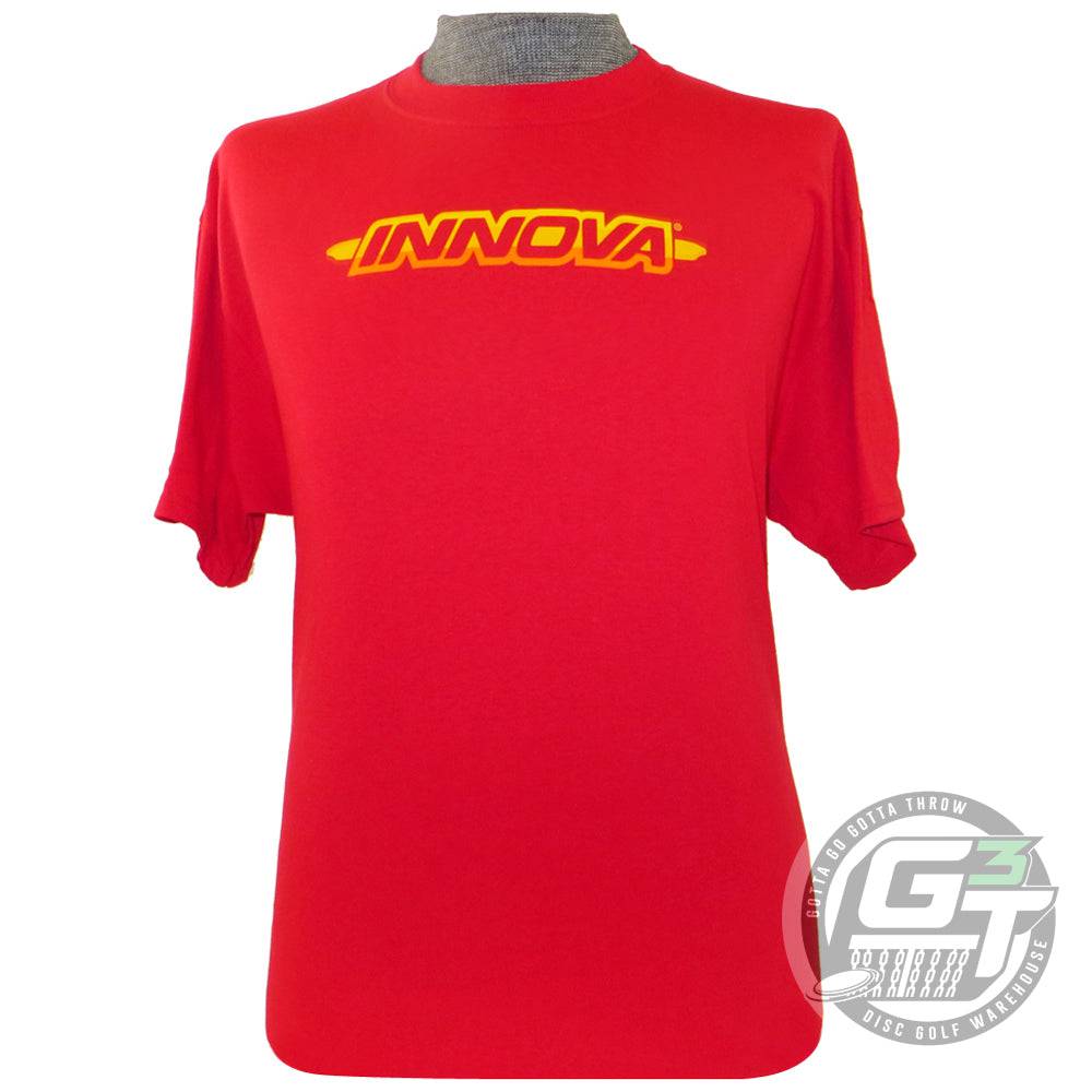 Innova Apparel S / Red Innova Striped Bar Logo Short Sleeve Disc Golf T-Shirt