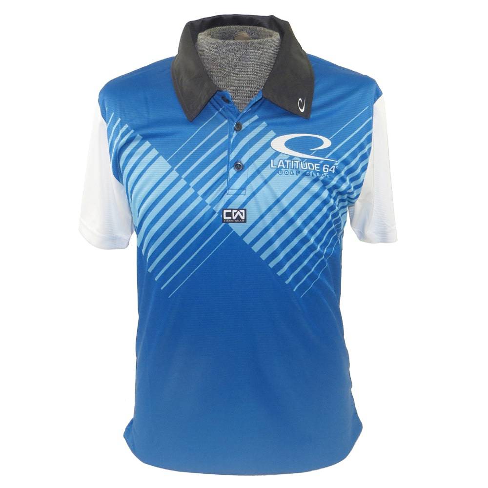Latitude 64 Golf Discs Apparel M (These Run a Size Small) / Blue Latitude 64 Accent Sublimated Short Sleeve Performance Disc Golf Polo Shirt