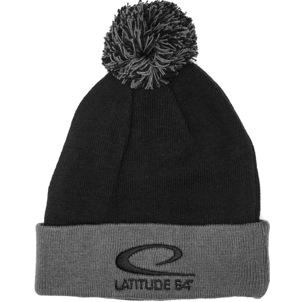 Latitude 64 Golf Discs Apparel Black / Gray Latitude 64 Logo Knit Pom Beanie Winter Disc Golf Hat