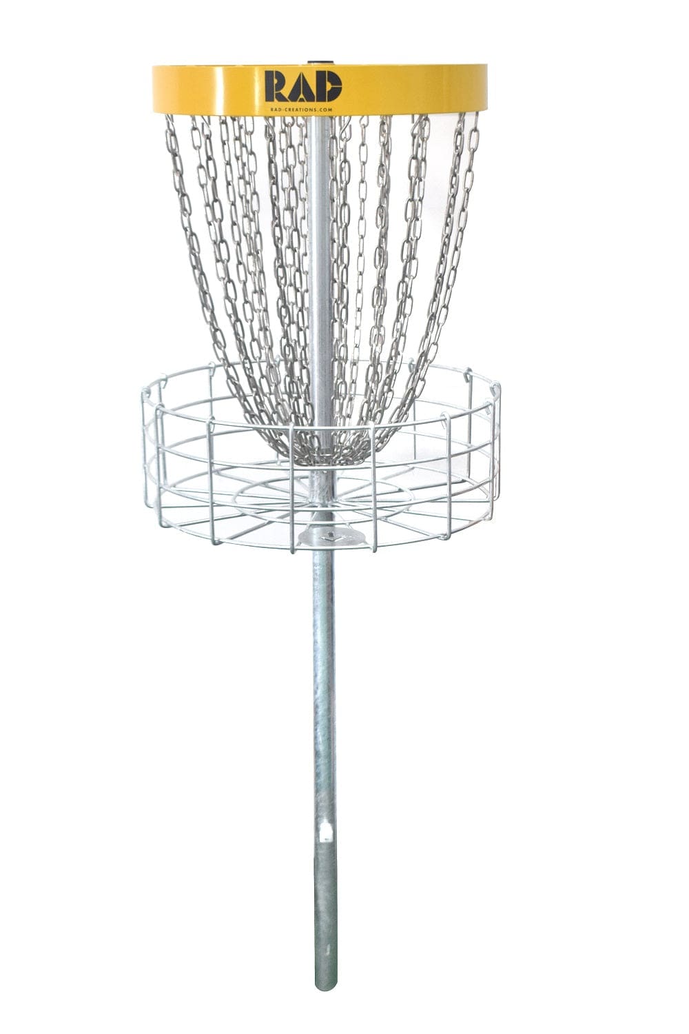 RAD Creations Basket w/ Portable Base / Yellow RAD Ace 28-chain Disc Golf Basket
